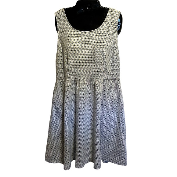 ModCloth XL Fit & Flare Dress Nautical Preppy Silver Sparkle, Deep Pockets 50s - Picture 1 of 10